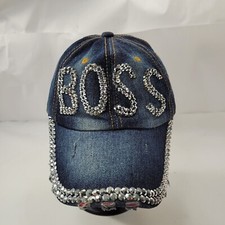 Denim Rhinestone 'BOSS' Bling Baseball Cap — listing 6