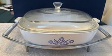 Vintage CorningWare Blue Cornflower Square Casserole with Pyrex Domed Lid — listing 6