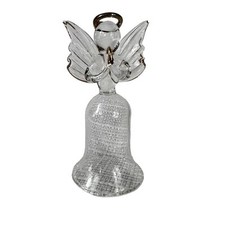 Frosted and Clear Glass Angel Bell Figurine — listing 5