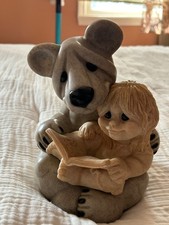 Quarry Kids "Blair & Bombay Story Time" Bear and Child Reading Figurine by Second Nature Design