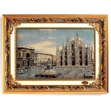 Vintage Italian Woven Tapestry Wall Hanging - Milano Duomo & Arco della Pace Scene — listing 2