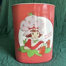 Vintage 1980s Strawberry Shortcake Metal Trash Can / Wastebasket with Red Polka Dot Design — listing 5