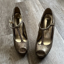 Steve Madden Rose Gold Glitter Ankle-Strap Heeled Sandals — listing 4