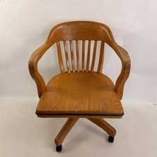 Vintage Bankers Armchair Solid Wood Mid-Century Office Chair