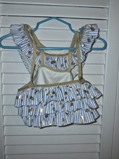 Girls' Two-Piece Ruffle Bikini Swimsuit, Orange & Yellow Colorblock, UPF 40+, Size 14 — listing 3