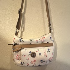 Vintage Floral Ditsy Print Leather Crossbody Flat Bag with Front Zip Pocket — listing 5