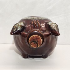 Vintage Brown Drip Glaze Ceramic Pig Cookie Jar / Figural Bank — listing 5