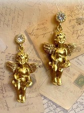 Vintage Angel Cherub Print Treasure Jewelry Chest with Domed Lid, Approx 17" Wide — listing 3