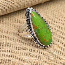 Green Copper Turquoise Oval Cabochon Pendant in Silver-Tone Bezel Setting — listing 4