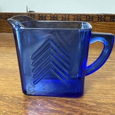 Cobalt Blue Depression Glass Chevron Pattern Creamer — listing 2