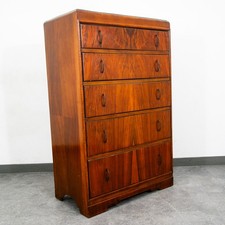 Mid-Century Modern 6-Drawer Double Dresser, Walnut Laminate with Boomerang Pulls