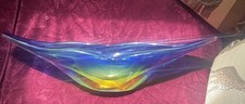 Murano Sommerso Art Glass Apple-Form Bowl with Gold Aventurine Center