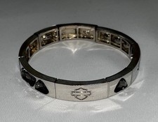 Harley-Davidson Bar & Shield Stretch Panel Bracelet with Trillion-Cut Crystals