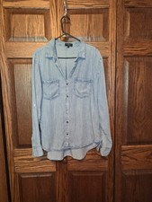 Velvet Heart Chambray Denim Shirt Dress with Belt, Size M — listing 5