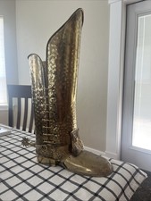 Decorative Pierced Metal Boot-Form Umbrella Stand / Vase Holder — listing 2