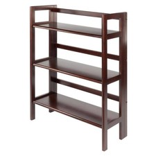 Folding 4-Tier Wooden Bookshelf with Mission-Style Slat Sides, Espresso Finish — listing 4