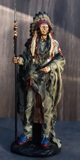 Native American Chief Resin Figurine with Wolves — listing 3