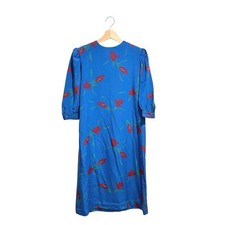 Vintage 1980s Silk Studio for Petites Floral Silk Drop-Waist Tiered Dress, Size 4 Petite