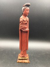 Chinese Carved Amber-Colored Resin Figurine of a Guqin/Zither Player Maiden — listing 6