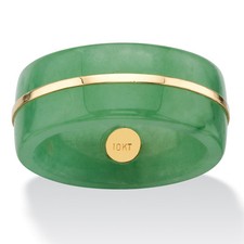 10K Gold Men's Signet Ring with Green Cabochon (Jade or Chrysoprase/Dyed) — listing 4