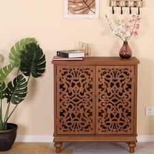 pine buffet Vintage Pine Sideboard Buffet Cabinet with 3 Drawers and 2 Doors