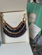 Stella & Dot Coral/Red Beaded Statement Bib Necklace
