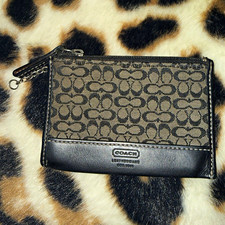 Coach Signature Jacquard Double Zip Wallet Wristlet, Black/Grey — listing 4