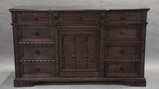 Vintage Spanish Revival Style Carved Wood Credenza / Sideboard — listing 5