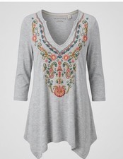 Soft Surroundings Cream Floral Embroidered Peasant Blouse, Size Medium — listing 3