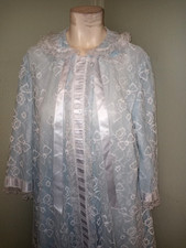 Vintage Odette Barsa Lace & Satin Peignoir Robe / Dressing Gown