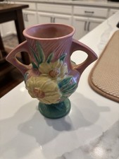 Roseville Pottery Peony Two-Handled Vase in Golden Tan — listing 3