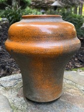 Handmade Studio Pottery Freeform Pinched Vase with Blue-Brown Drip Glaze — listing 3