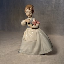 NAO by Lladró Porcelain Girl Figurine in Long Dress Holding Skirt — listing 5