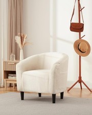 Modern Upholstered Round Barrel Accent Chair, Taupe Linen-Blend Set of 4 — listing 3