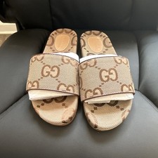 Gucci GG Guccissima Leather Slide Sandal, Brown/Black — listing 6