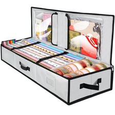 Gray Snowflake Print Gift Wrap Storage Organizer with Compartments — listing 2
