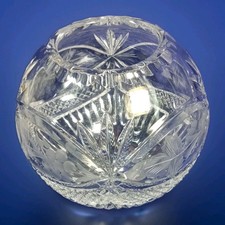 Pressed Crystal Flared Vase with Frosted Floral Motif and Scalloped Rim
