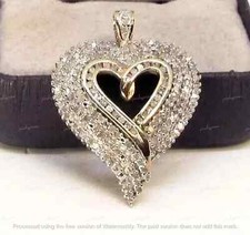 14K Yellow Gold Diamond Open Heart Pendant Necklace with Rope Chain
