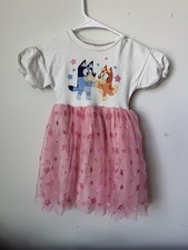 Bluey Character Print Girls' Short-Sleeve A-Line Dress, Pink Floral — listing 6