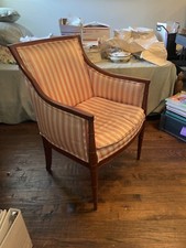French Louis XV Style Bergère Armchair with Damask Upholstery — listing 2