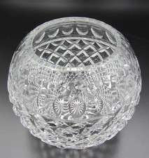 Cut Crystal Rose Bowl with Diamond and Vertical Wedge Pattern — listing 5
