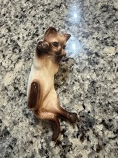 Vintage Ceramic Recumbent Siamese Cat Figurine with Blue Glass Eyes — listing 2