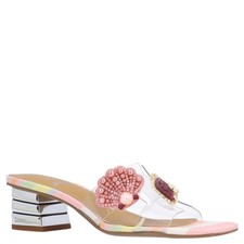 J. Renee Navy Satin Rhinestone T-Strap Kitten Heel Slingback Sandals, Size 7M — listing 6