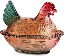 Vintage Frosted Glass Hen on Nest Covered Candy Dish, 7in — listing 4