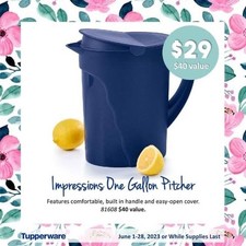 Tupperware Sheer/Frosted Gallon Pitcher with Magenta Flip-Top Lid — listing 3