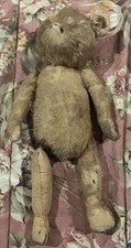 Vintage Golden Mohair Jointed Teddy Bear with Glass Eyes, circa 1950s