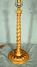Antique Converted Brass Oil Lamp Table Lamp with Corinthian Column and Marble Base, 18" Tall — listing 5