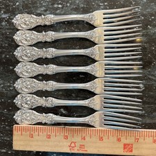 Solid Sterling Silver Flatware Service for 8 with Engraved Monogram 'S' in Solid Walnut Storage Case — listing 3