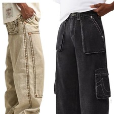 True Religion Men's Red Cargo Shorts, Size 33, Horseshoe Flap Pockets, listing 4