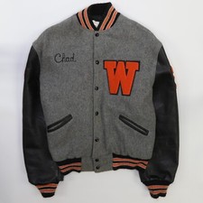 1991 letterman 1991 Youngstown Youngling Leather Sleeve Varsity Letterman Jacket - Green Wool, 'Rob 91' — listing 2